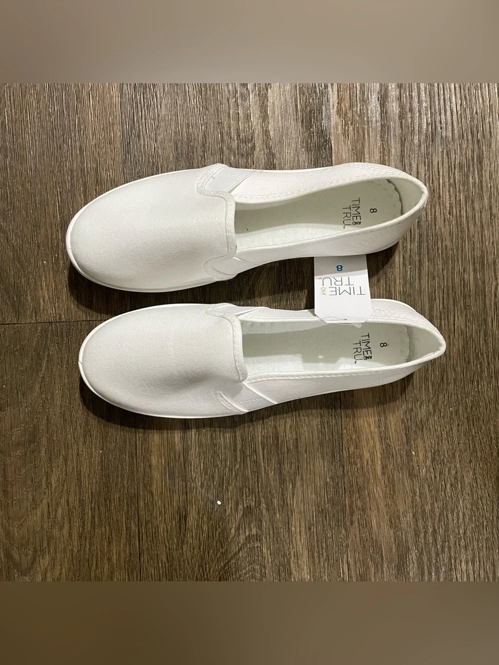 Time and Tru  White Slip-On Canvas Sneakers Size 8 Women